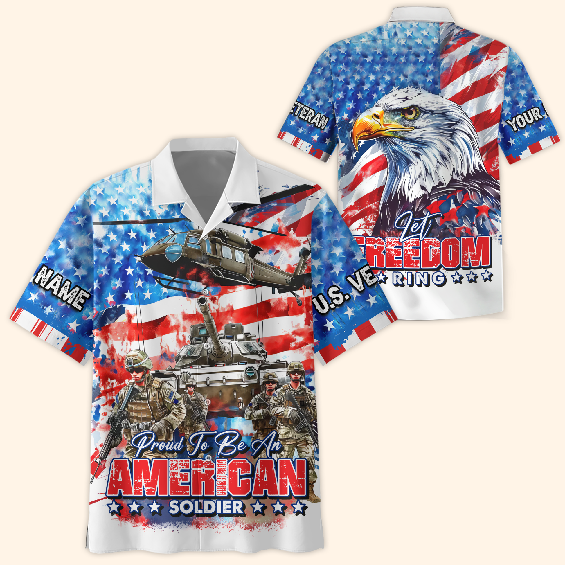 Proud To Be An American Soldier Hoodie – Patriotic US Veteran Zip Up – Let Freedom Ring, easychoo.com