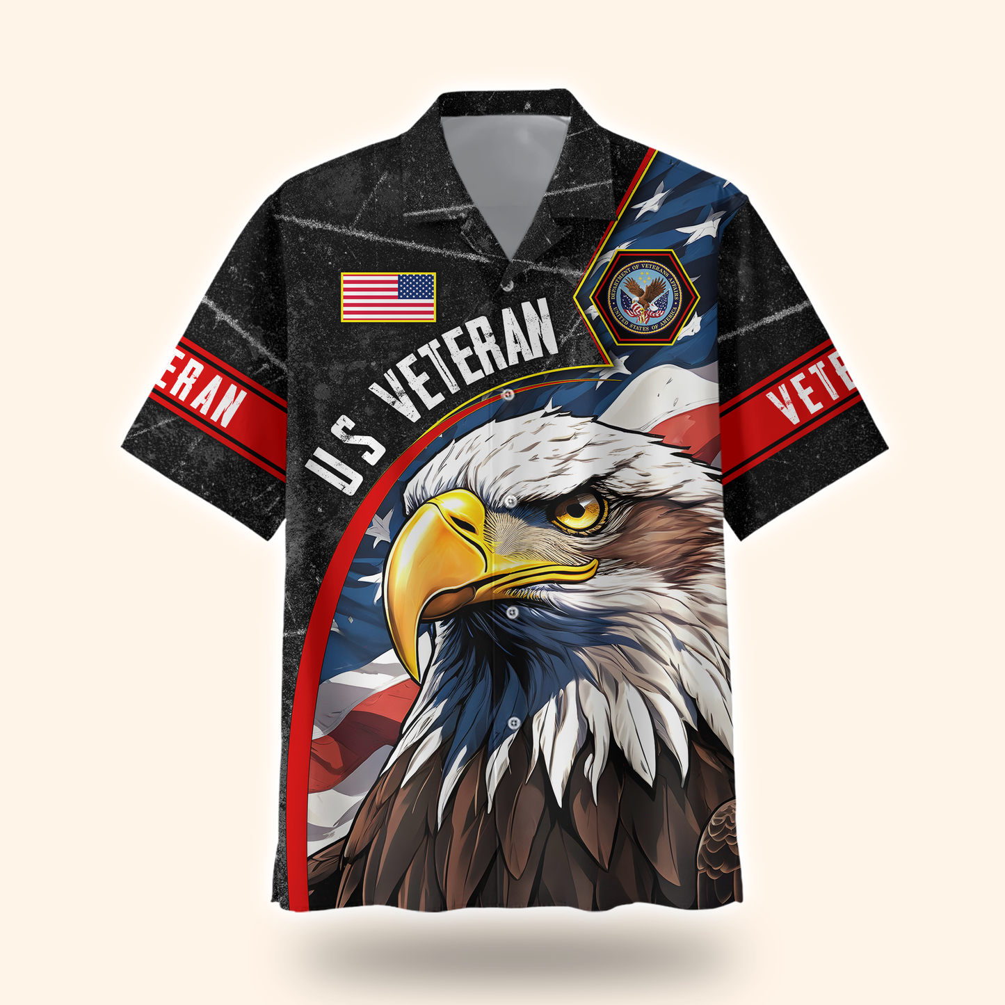 U.S. Veteran Hoodie – Eagle Design, Patriotic American Flag Zip Up MH2534