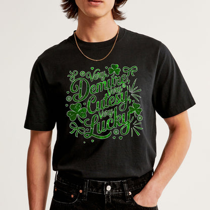 St Patricks Day Shirts for Women Very Demure, Very Lucky, Very Cutesy St. Patricks Day Tees Irish Clover, easychoo.com