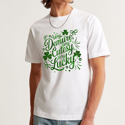 St Patricks Day Shirts for Women Very Demure, Very Lucky, Very Cutesy St. Patricks Day Tees Irish Clover, easychoo.com