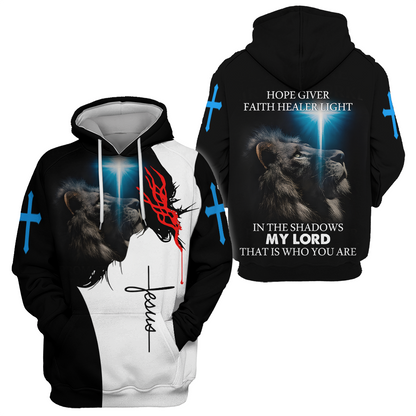 Jesus Lion and Cross Design – In the Shadows My Lord, Faith, Hope and Light
