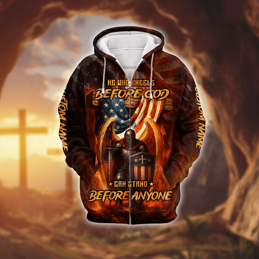 Crusader Warrior Hoodie – Kneel Before God, Stand Against All Challenges