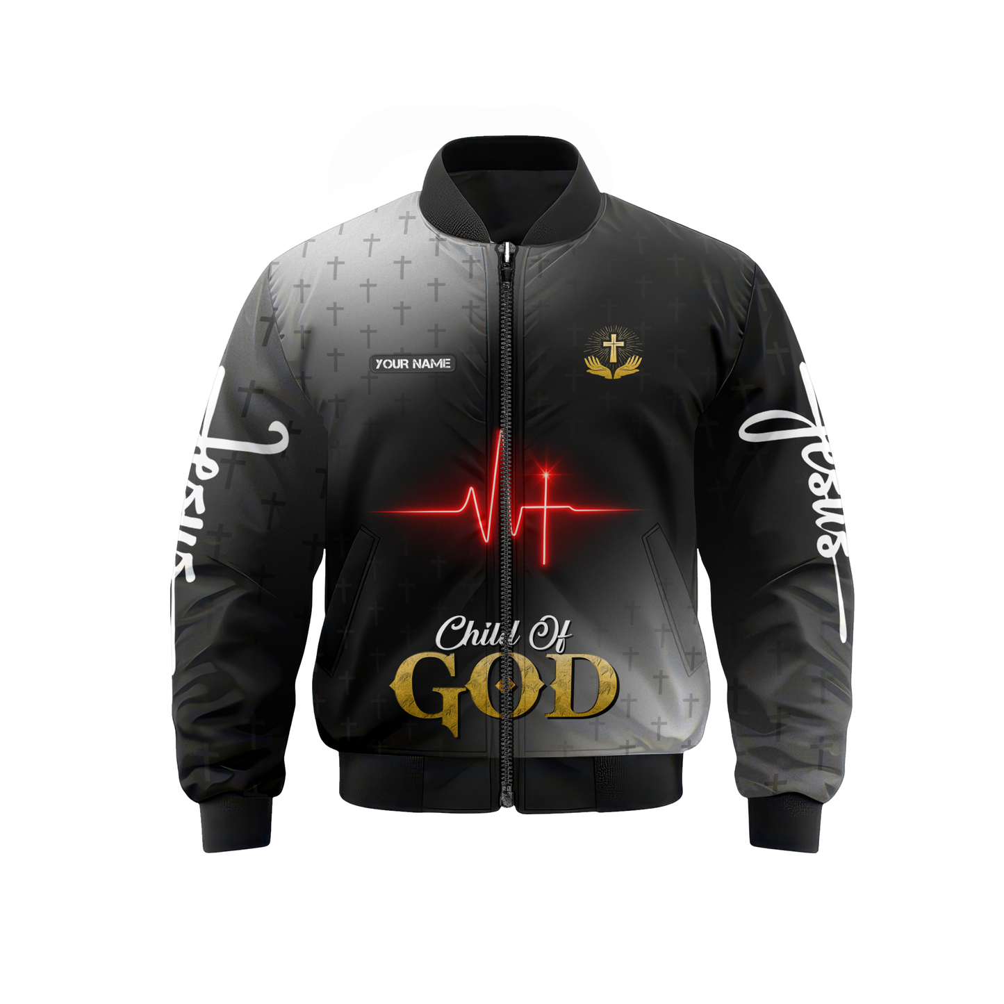Jesus Heartbeat Hoodie – Child of God Christian Zip Up Jacket with Cross Design
