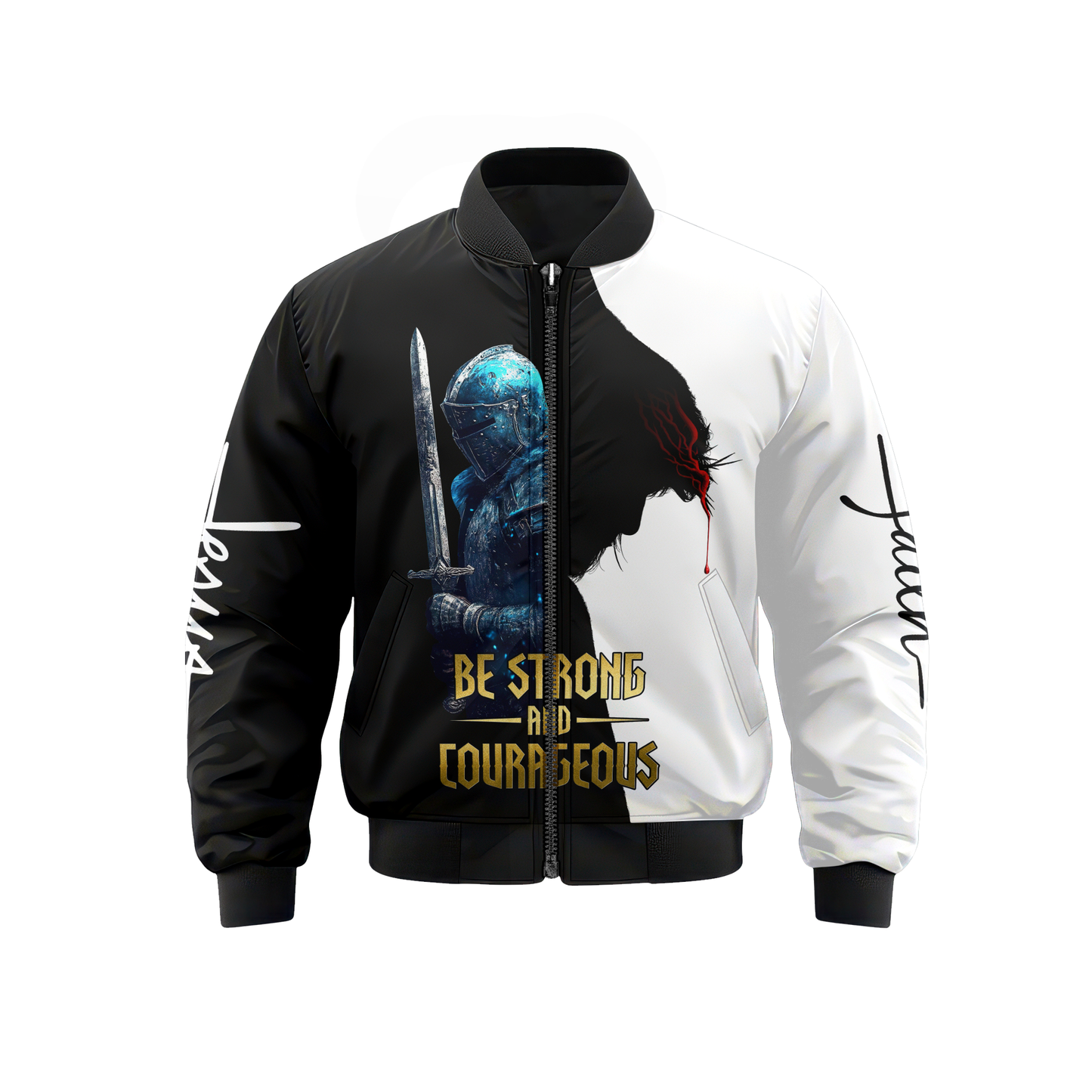 Be Strong and Courageous Christian Hoodie – Faith Warrior Zip Up Sweatshirt
