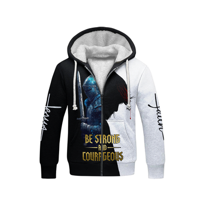 Be Strong and Courageous Christian Hoodie – Faith Warrior Zip Up Sweatshirt