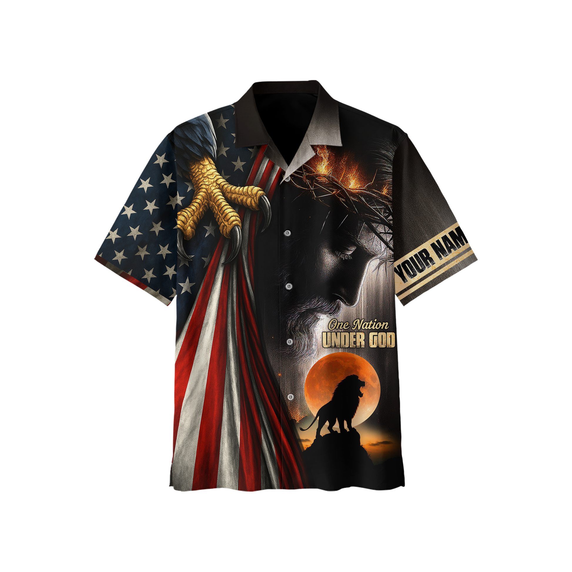 One Nation Under God Christian Hoodie – American Flag Eagle Cross Zip Up – Patriotic Faith in Jesus Christ Apparel, easychoo.com
