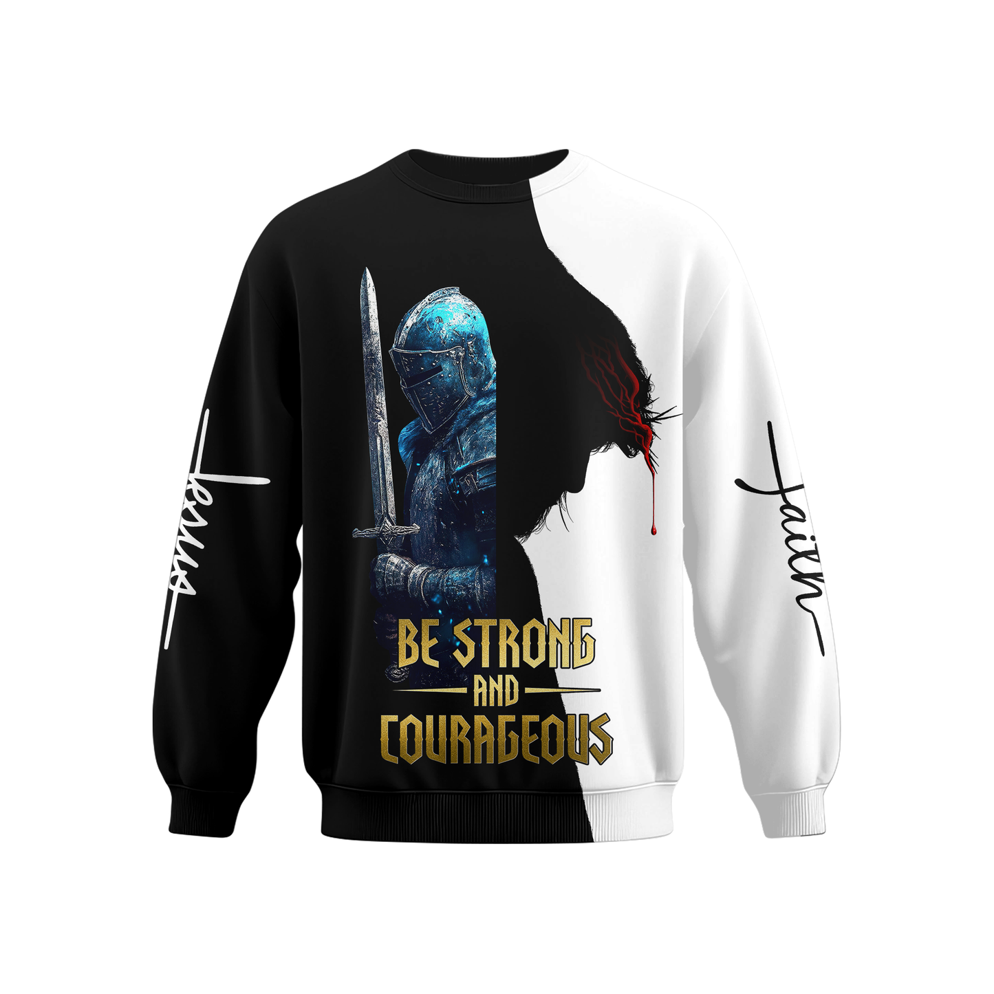 Be Strong and Courageous Christian Hoodie – Faith Warrior Zip Up Sweatshirt