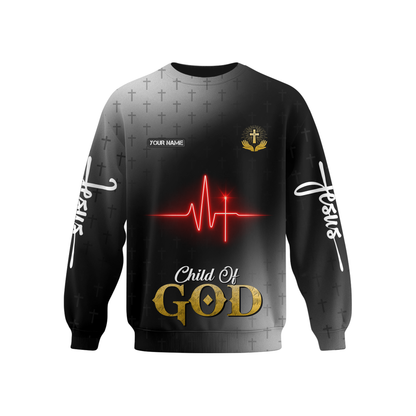 Jesus Heartbeat Hoodie – Child of God Christian Zip Up Jacket with Cross Design