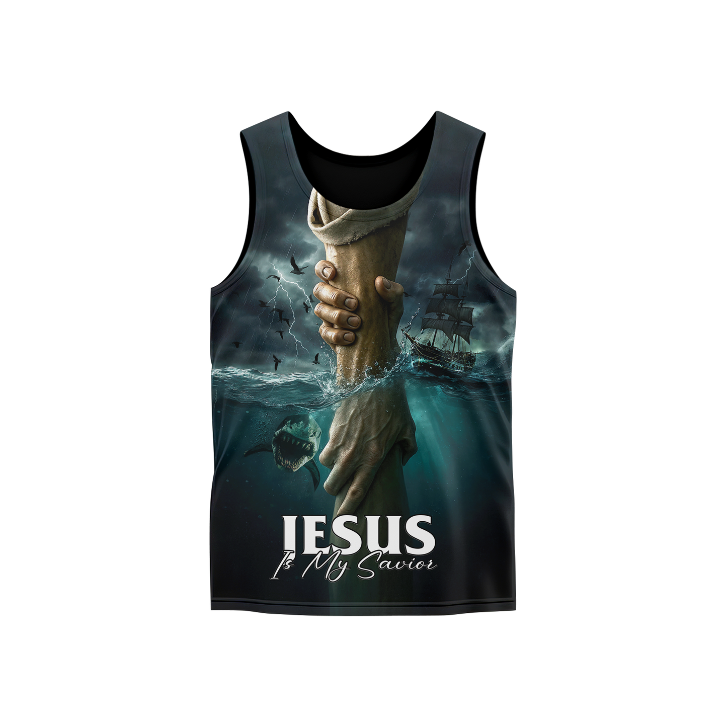 Jesus Is My Savior Hoodie – Christian Faith Zip Up Sweatshirt with Cross and Hand of God Design
