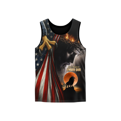 One Nation Under God Christian Hoodie – American Flag Eagle Cross Zip Up – Patriotic Faith in Jesus Christ Apparel, easychoo.com