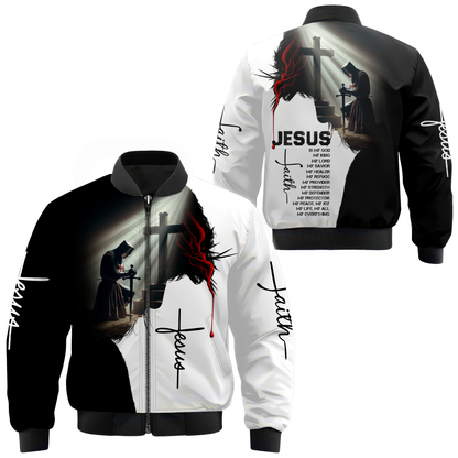 Jesus Christian Hoodie – Knight Prayer Cross Faith Zip Up Sweatshirt with Bible Verse Design