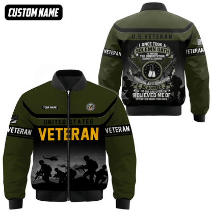 U.S. Veteran Hoodie – Solemn Oath Military Zip Up Jacket
