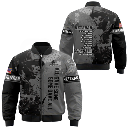 All Gave Some Some Gave All Hoodie – U.S. Veteran Military Zip Up, Soldier Tribute Sweatshirt, Patriotic Gift for Men