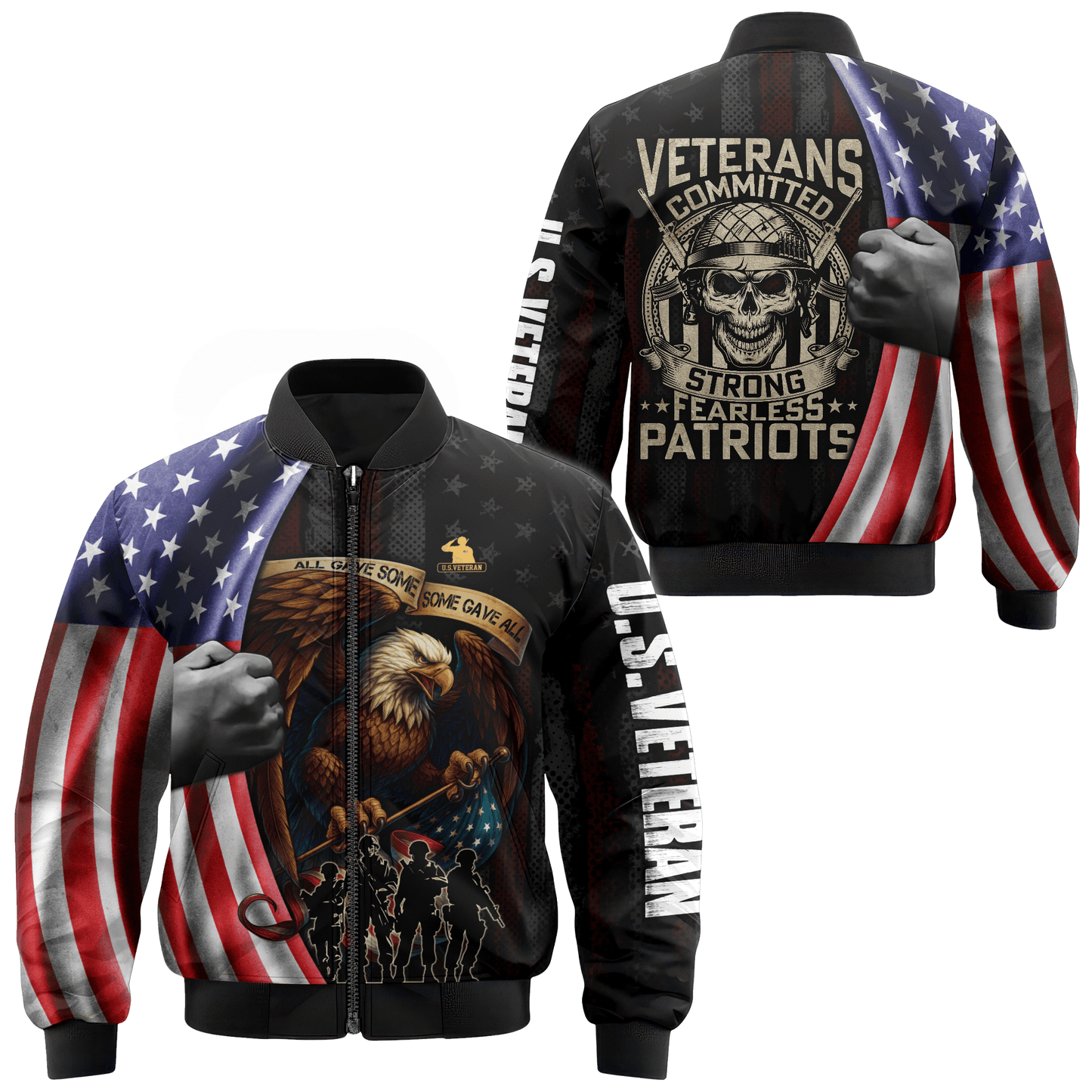 U.S. Veteran Hoodie – Strong Fearless Patriots Zip Up Jacket