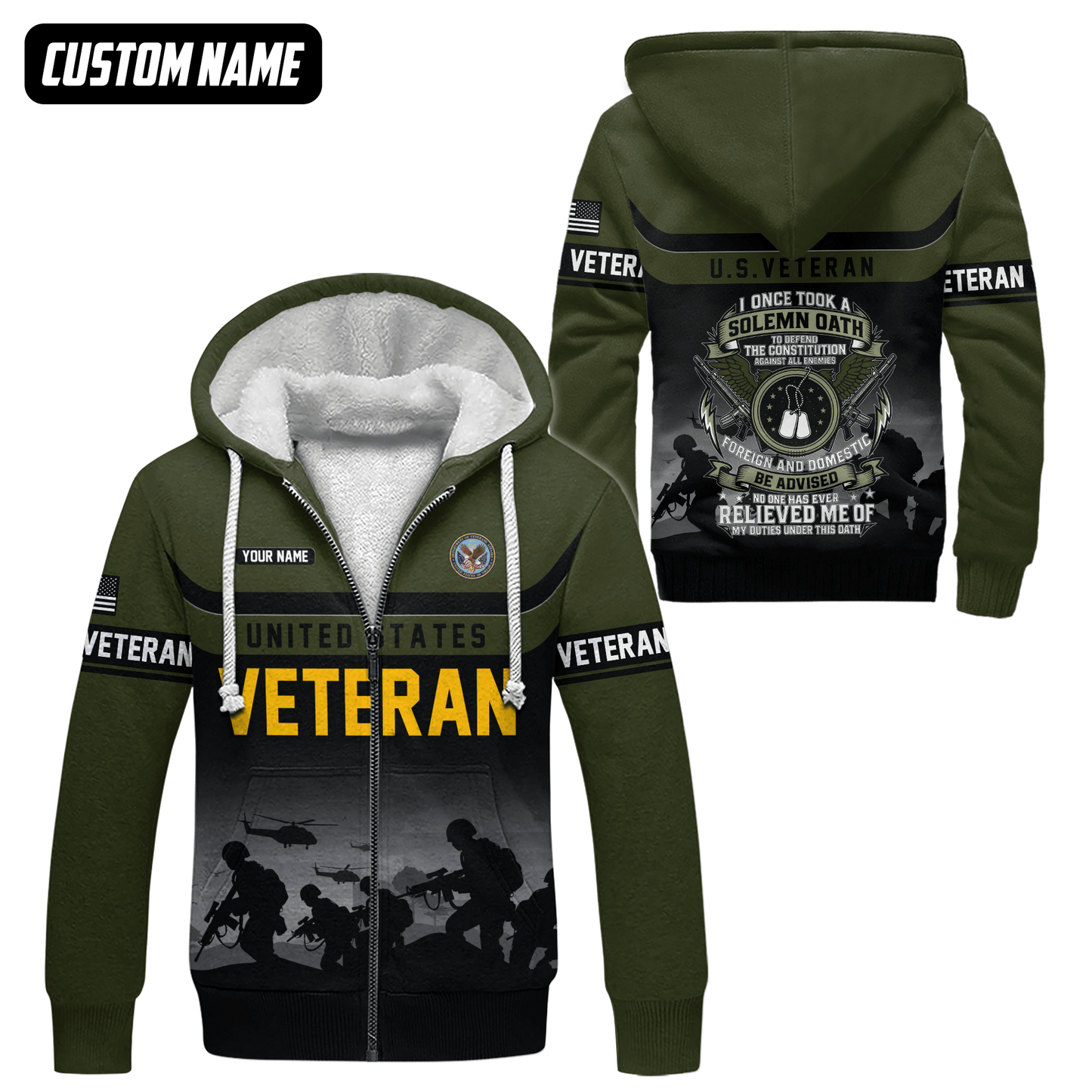 U.S. Veteran Hoodie – Solemn Oath Military Zip Up Jacket