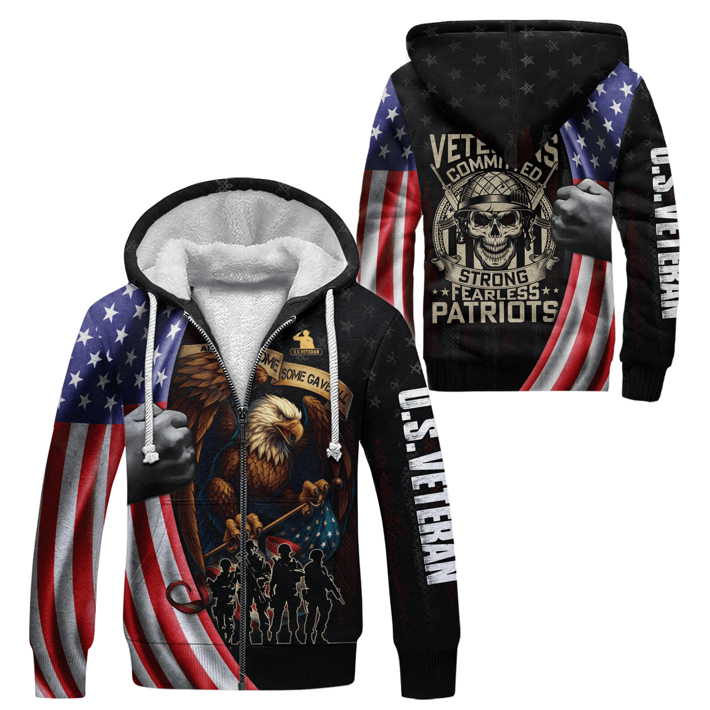 U.S. Veteran Hoodie – Strong Fearless Patriots Zip Up Jacket