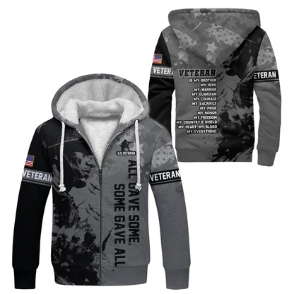 All Gave Some Some Gave All Hoodie – U.S. Veteran Military Zip Up, Soldier Tribute Sweatshirt, Patriotic Gift for Men