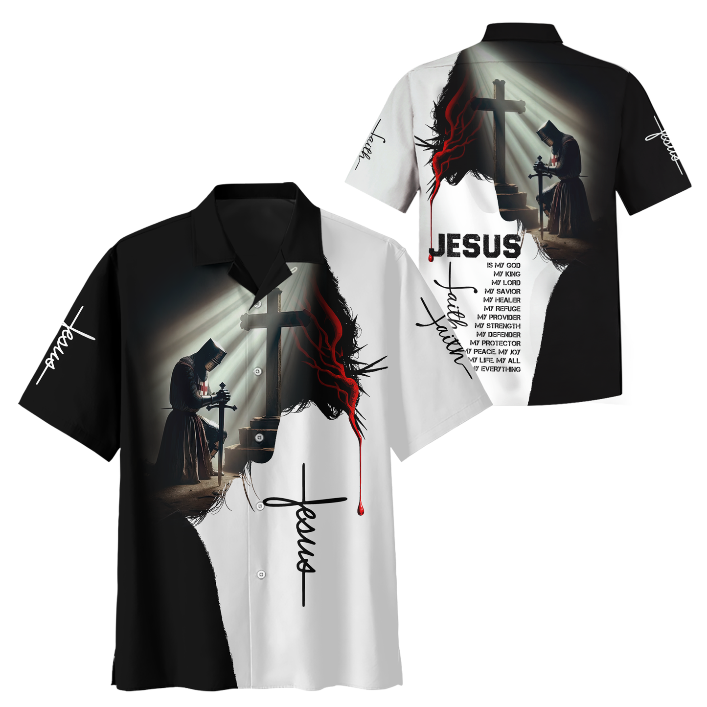 Jesus Christian Hoodie – Knight Prayer Cross Faith Zip Up Sweatshirt with Bible Verse Design