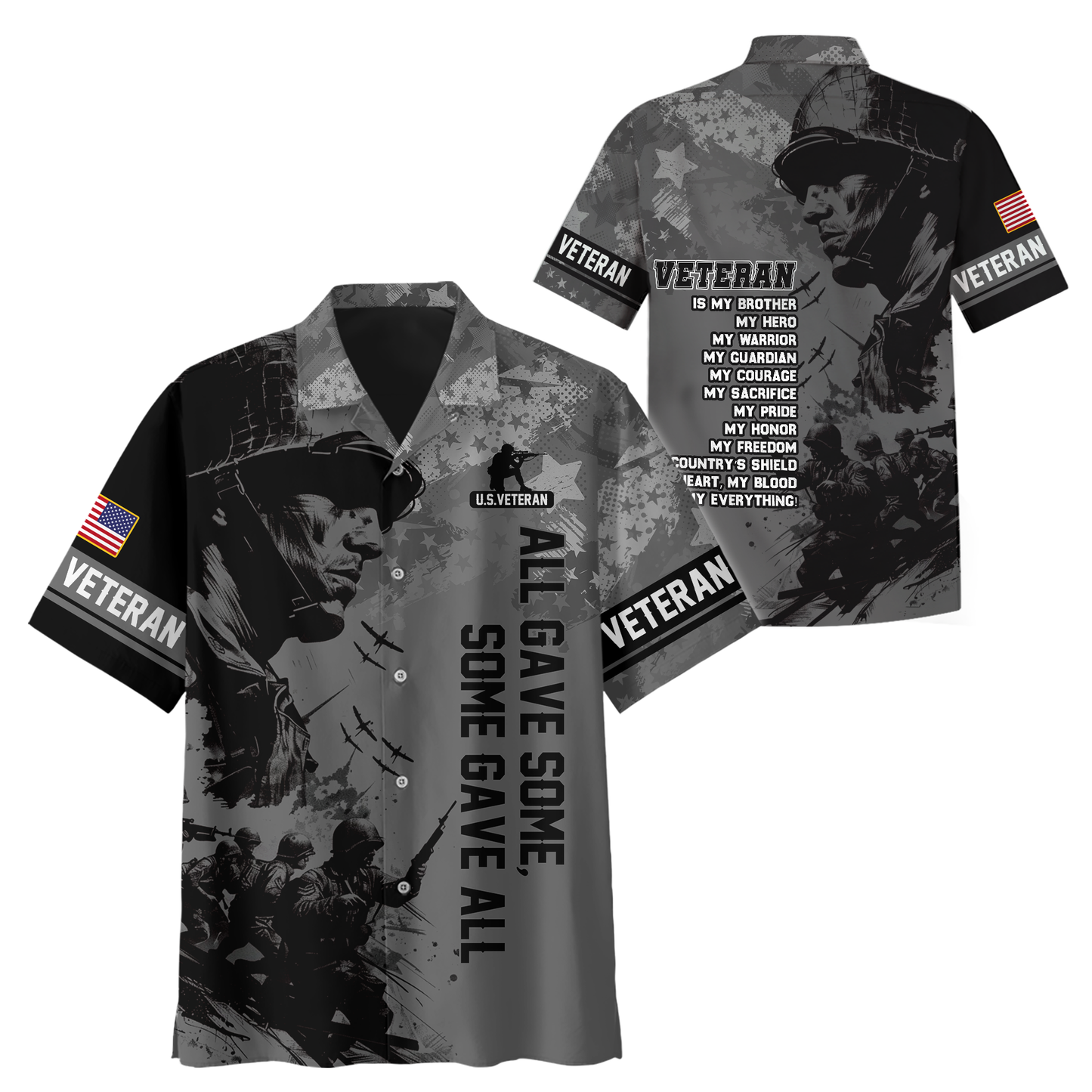 All Gave Some Some Gave All Hoodie – U.S. Veteran Military Zip Up, Soldier Tribute Sweatshirt, Patriotic Gift for Men