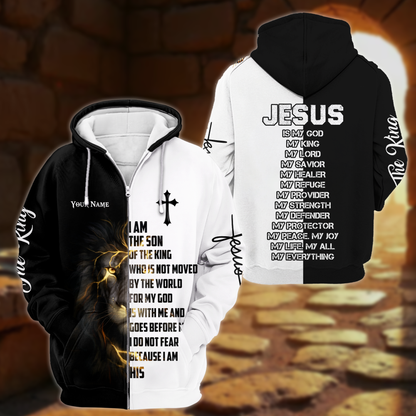 I Am the Son of the King – Christian Lion of Judah Faith Hoodie with Cross Design