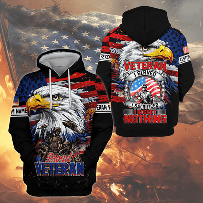 Proud Veteran Hoodie – American Eagle U.S. Flag Patriotic Zip Up