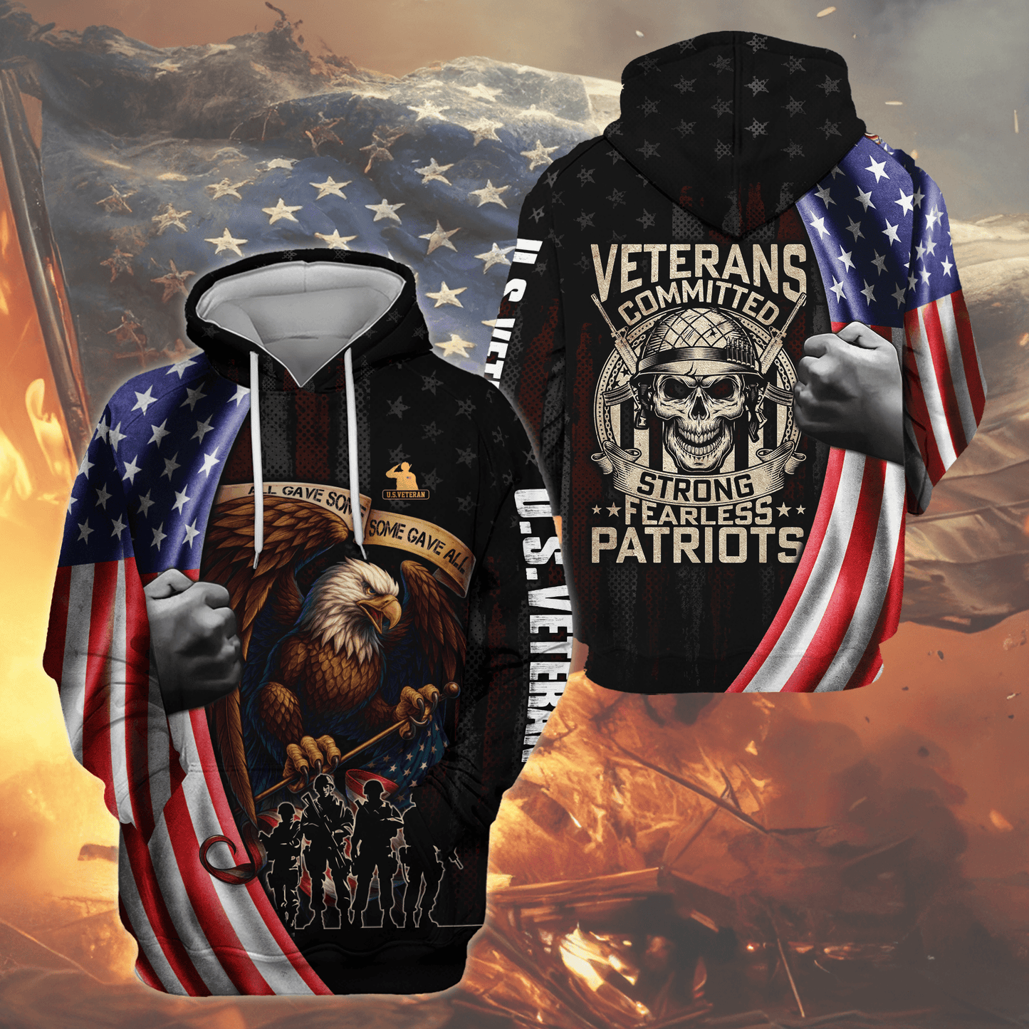 U.S. Veteran Hoodie – Strong Fearless Patriots Zip Up Jacket