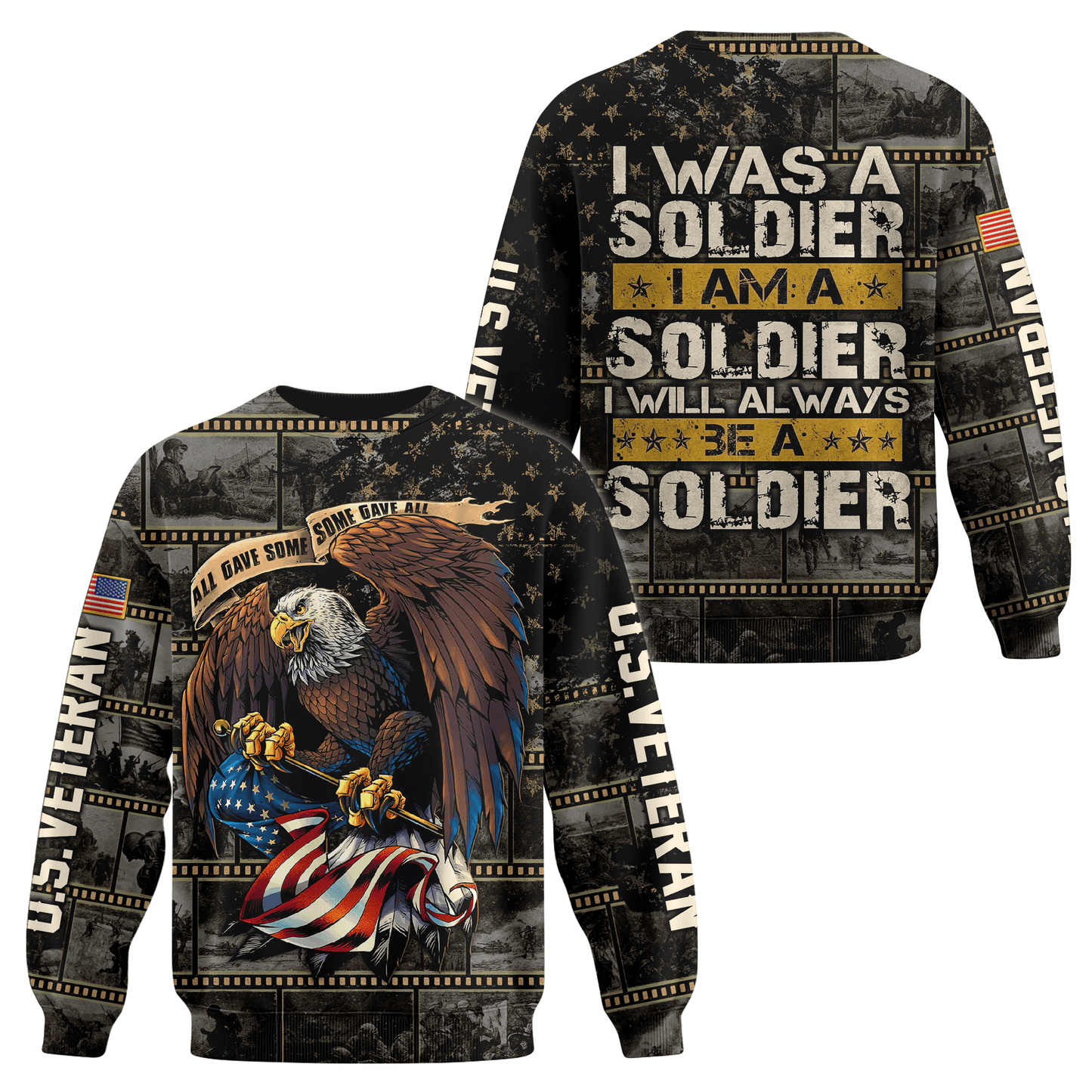 U.S. Veteran Hoodie – I Was a Soldier I Am a Soldier, All Gave Some Some Gave All, Patriotic Hoodie