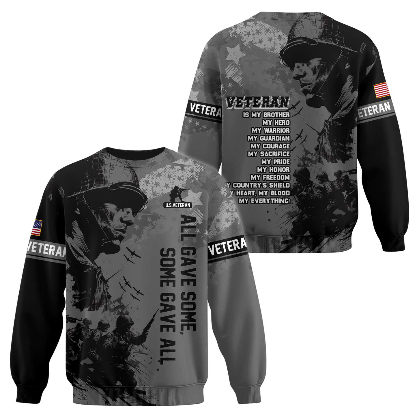 All Gave Some Some Gave All Hoodie – U.S. Veteran Military Zip Up, Soldier Tribute Sweatshirt, Patriotic Gift for Men