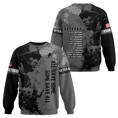 All Gave Some Some Gave All Hoodie – U.S. Veteran Military Zip Up, Soldier Tribute Sweatshirt, Patriotic Gift for Men