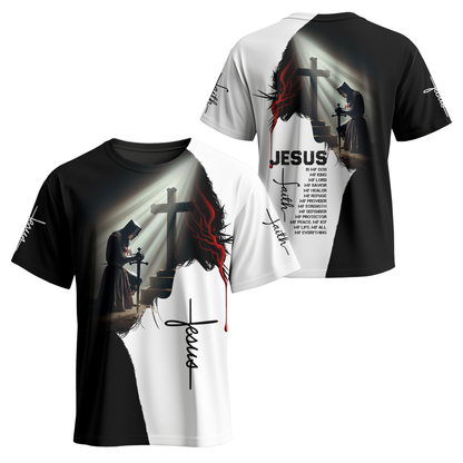 Jesus Christian Hoodie – Knight Prayer Cross Faith Zip Up Sweatshirt with Bible Verse Design