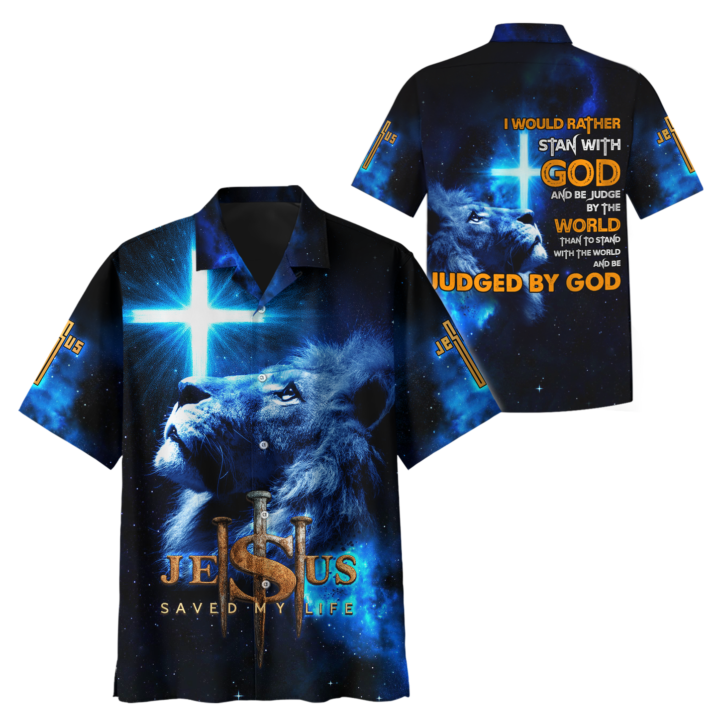Jesus Saved My Life Hoodie – Lion of Judah Cross Design, Stand With God and Be Judged by the World