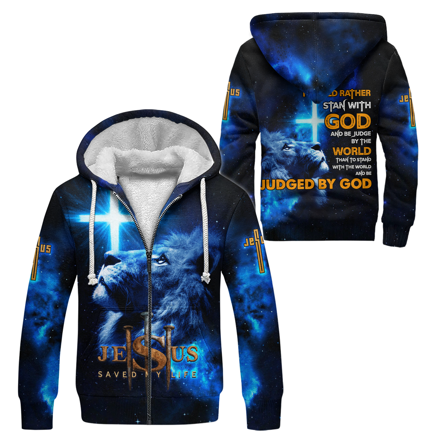 Jesus Saved My Life Hoodie – Lion of Judah Cross Design, Stand With God and Be Judged by the World
