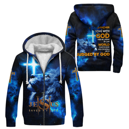 Jesus Saved My Life Hoodie – Lion of Judah Cross Design, Stand With God and Be Judged by the World