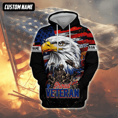 Proud Veteran Hoodie – American Eagle U.S. Flag Patriotic Zip Up