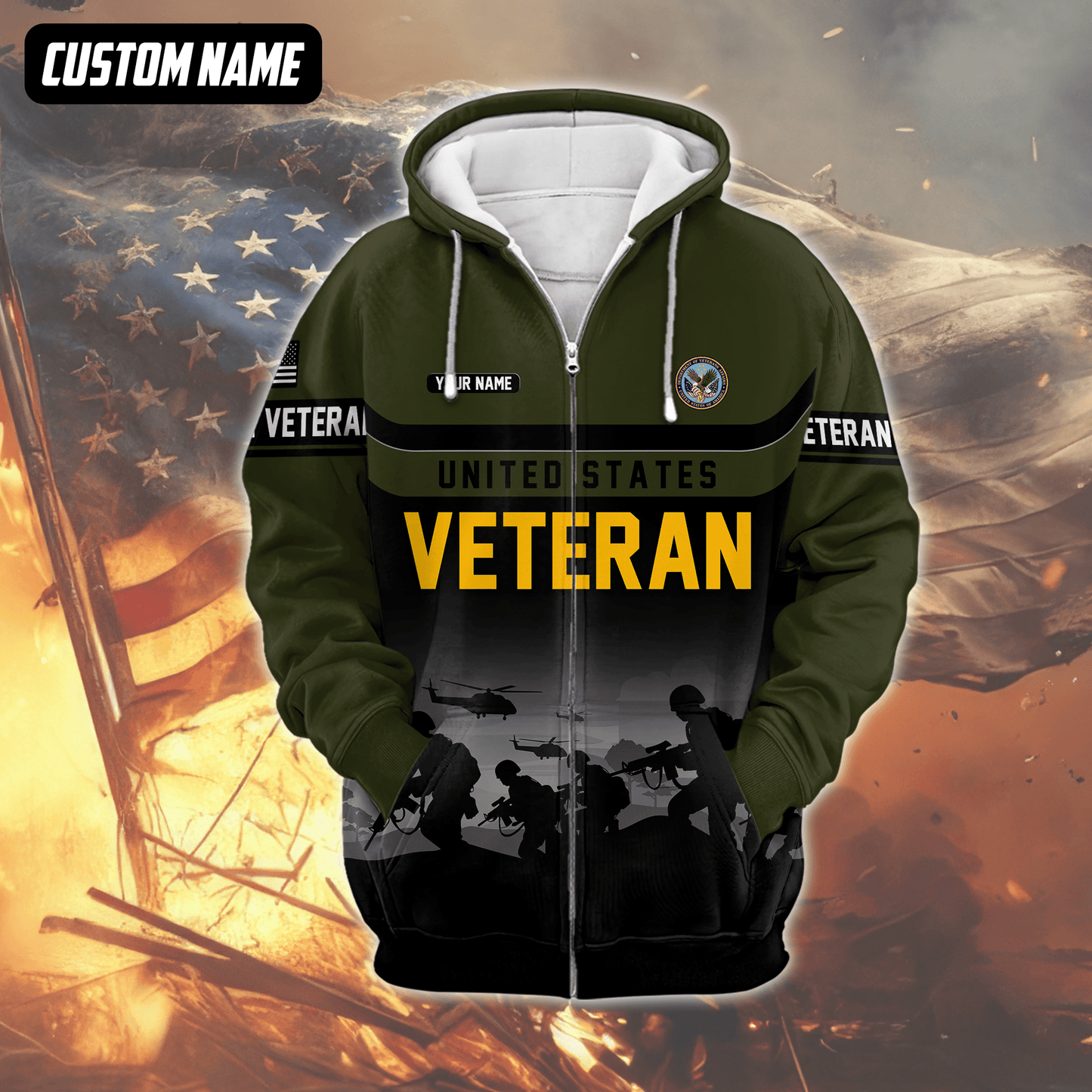 U.S. Veteran Hoodie – Solemn Oath Military Zip Up Jacket