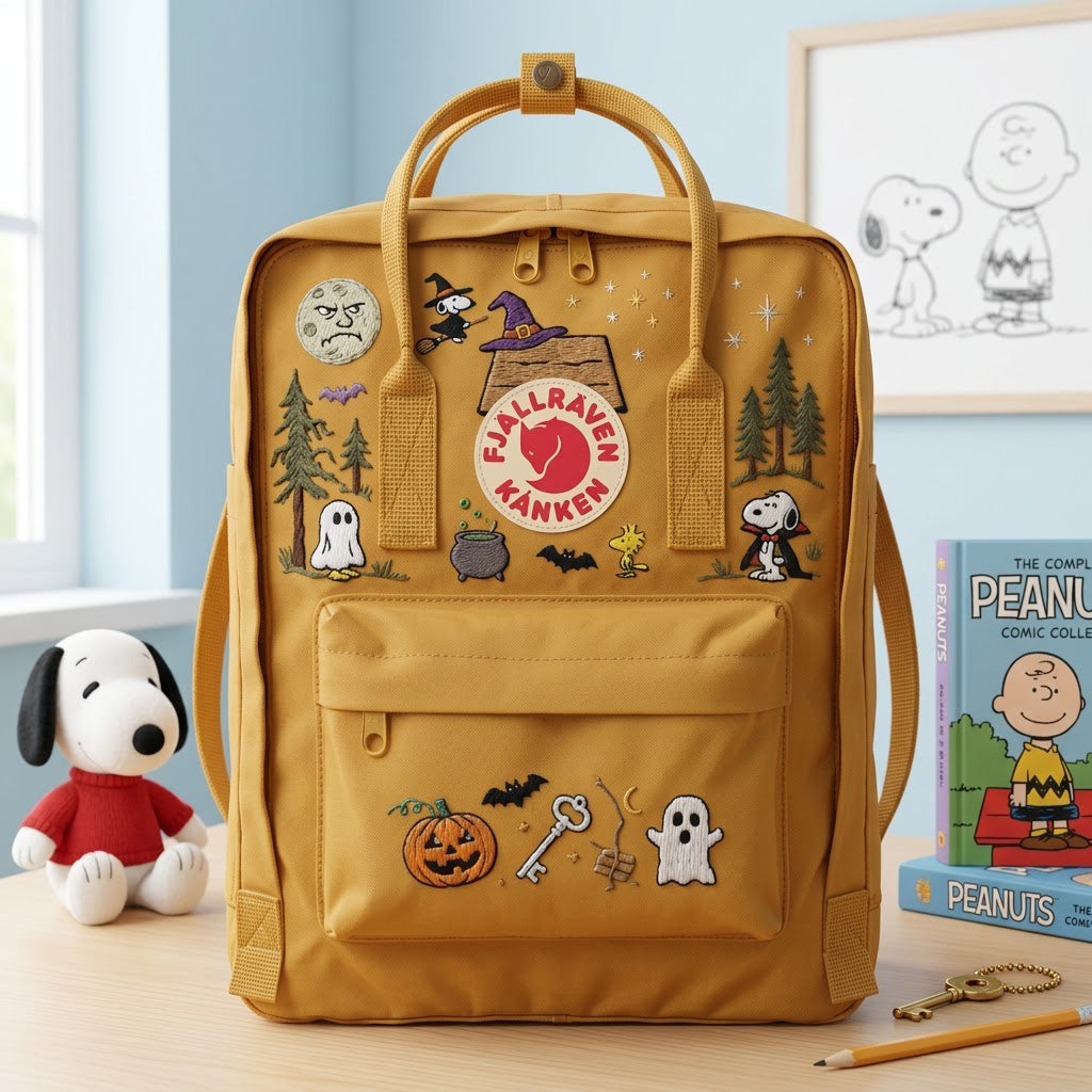 Snoopy – Halloween Fjallraven Kanken Hand-Embroidered Backpack
