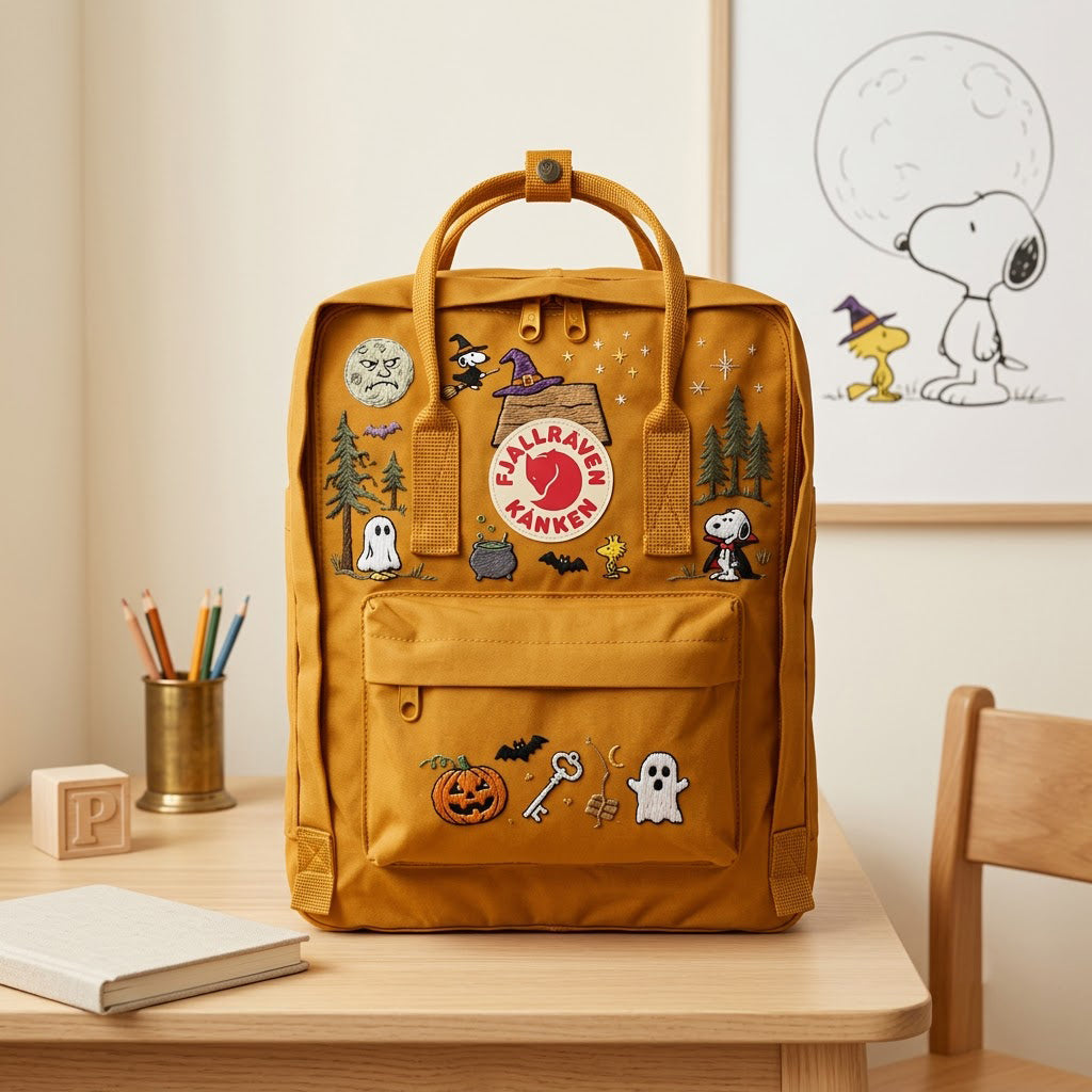 Snoopy – Halloween Fjallraven Kanken Hand-Embroidered Backpack