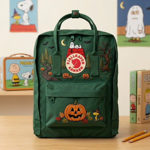 Snoopy – Halloween Fjallraven Kanken Hand-Embroidered Backpack