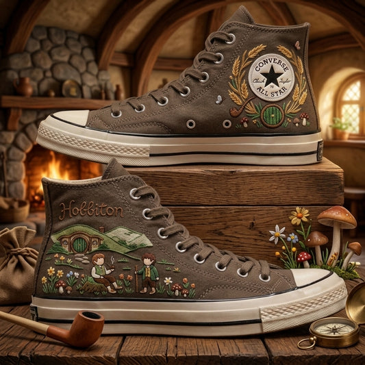 Handbestickte Converse Chuck Taylor 1970er – All Star Classic aus Der Herr der Ringe