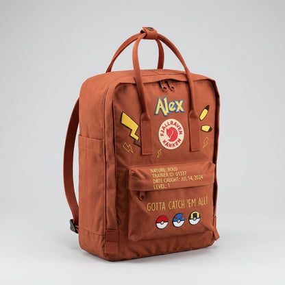 Handbestickter Fjällräven-Kånken-Rucksack mit Pokémon-Motiv