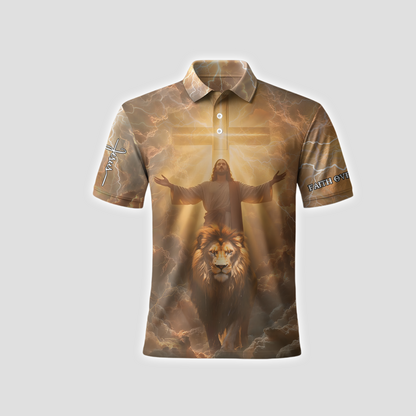 Faith Over Fear Hoodie – 3D Jesus and Lion Christian Zip Up Jacket, Powerful Religious Graphic Hoodie
