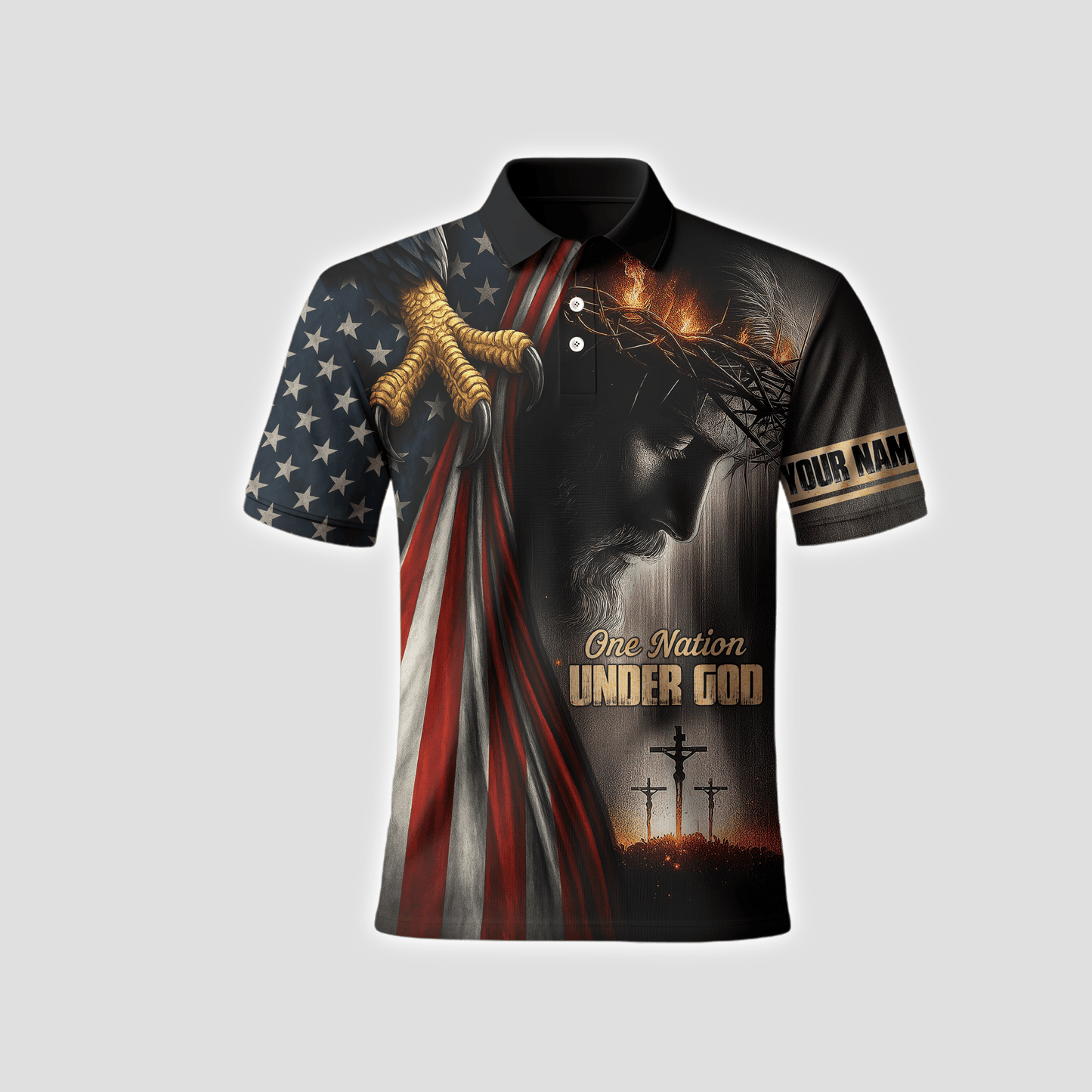 One Nation Under God – Custom Christian Flag & Cross Hoodie