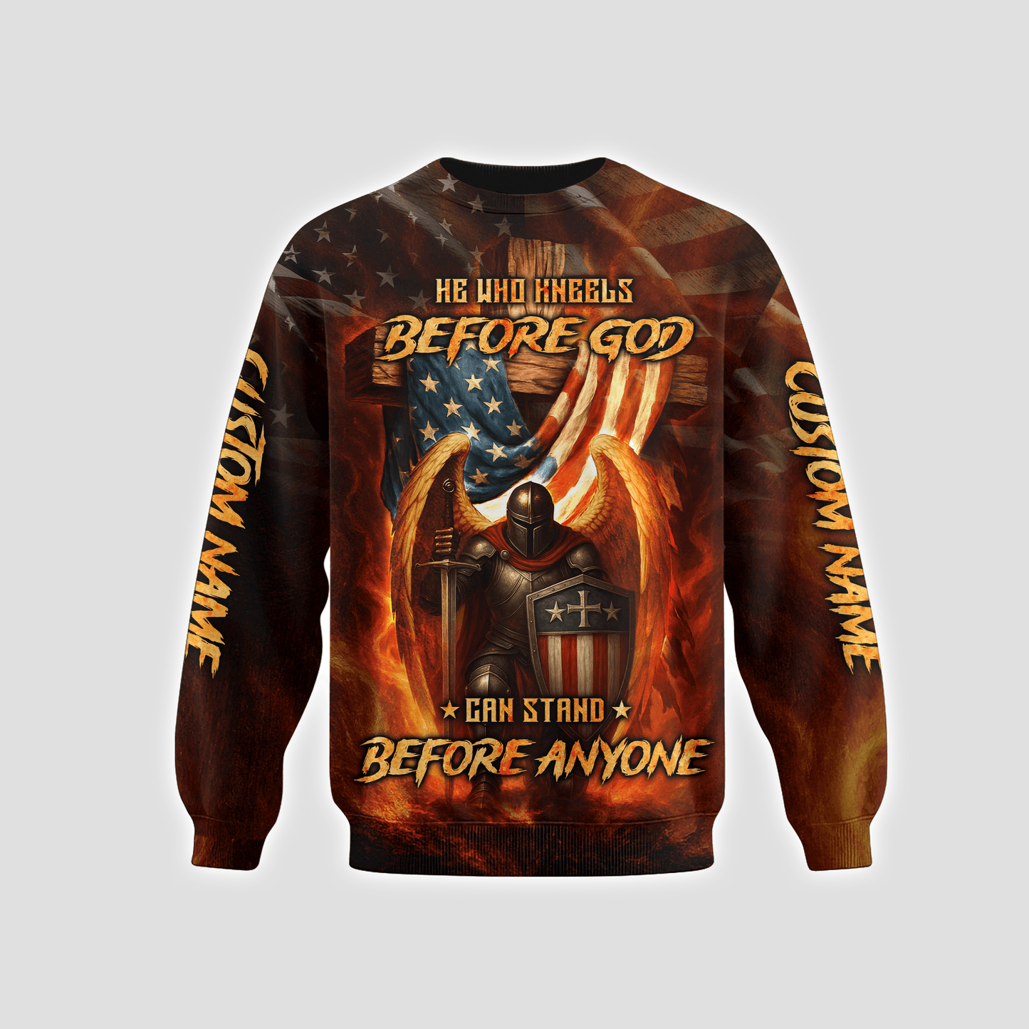 Crusader Warrior Hoodie – Kneel Before God, Stand Against All Challenges