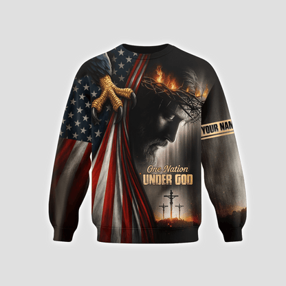 One Nation Under God – Custom Christian Flag & Cross Hoodie