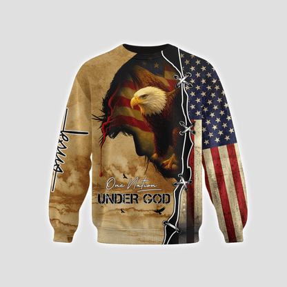 Christian Patriotic Hoodie – Eagle, Flag & One Nation Under God