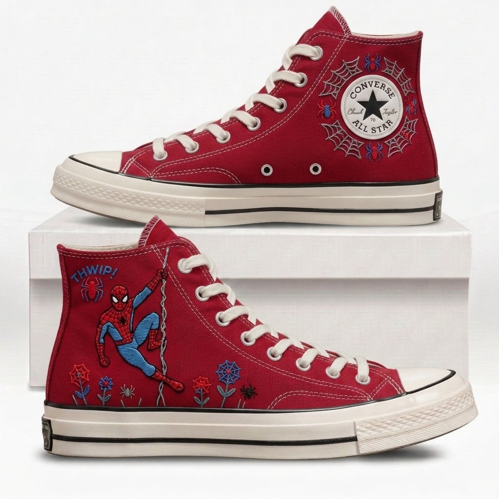 Spiderman Hand-Embroidered Converse Chuck Taylor 1970s - All Star Classic