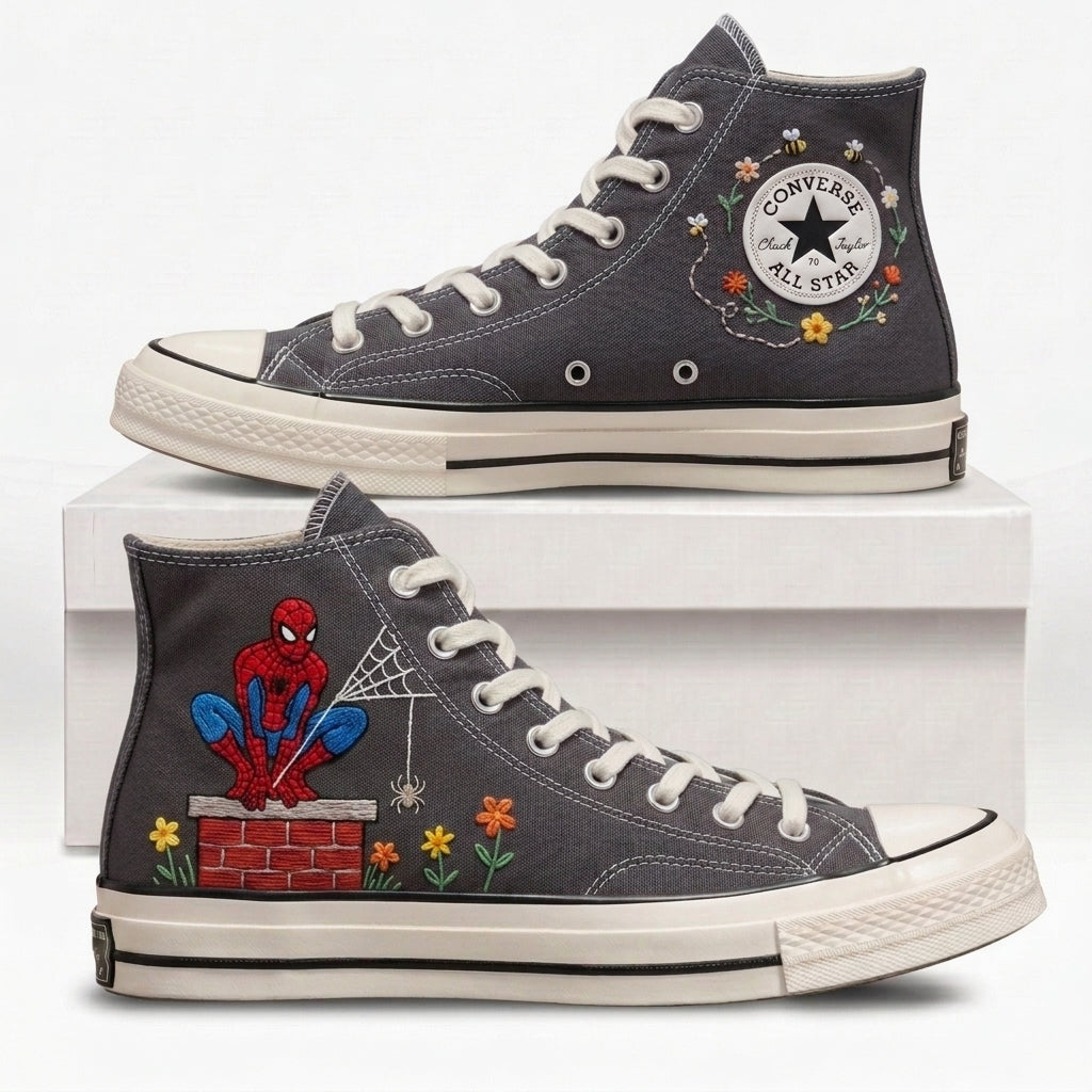 Spiderman Hand-Embroidered Converse Chuck Taylor 1970s - All Star Classic