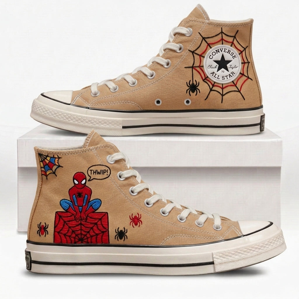 Spiderman Hand-Embroidered Converse Chuck Taylor 1970s - All Star Classic