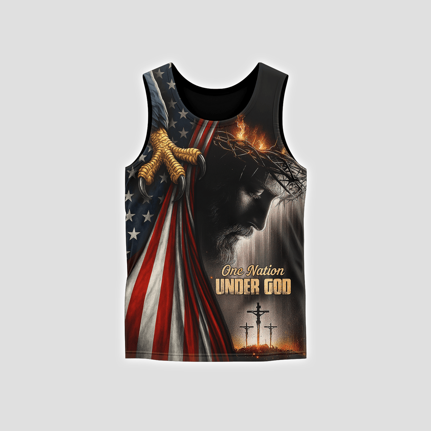 One Nation Under God – Custom Christian Flag & Cross Hoodie