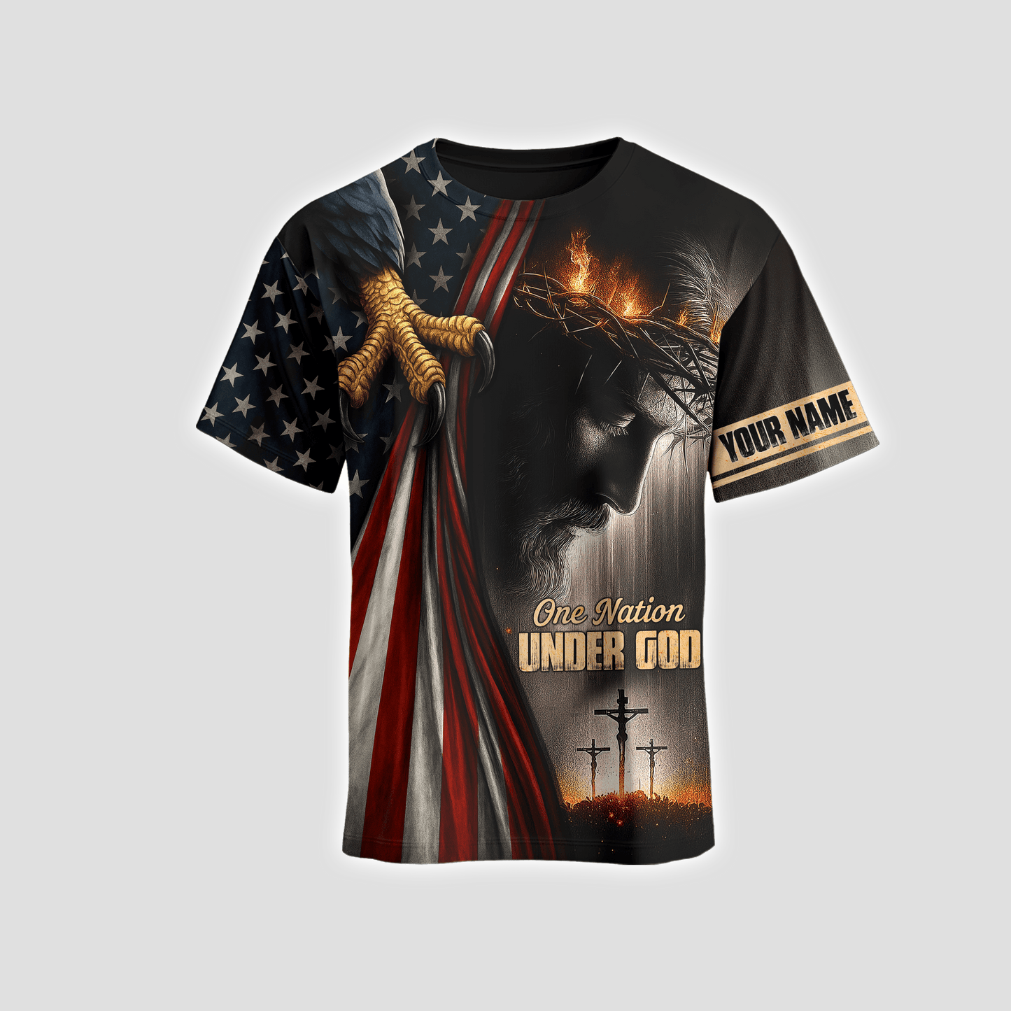 One Nation Under God – Custom Christian Flag & Cross Hoodie